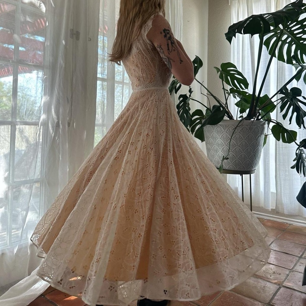 1940s sweetheart lace fit n flare dress - Picture 4 of 8